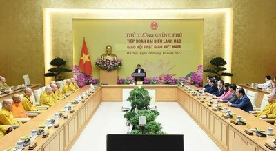 Thủ tướng Phạm Minh Chính tiếp Đoàn đại biểu lãnh đạo Giáo hội Phật giáo Việt Nam