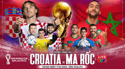Link xem trực tiếp bóng đá Maroc vs Croatia 22h hôm nay 17/12 trên VTV2, VTV Go