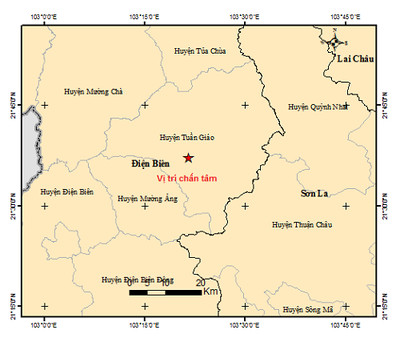 Động đất 3,2 độ richter xảy ra trong đêm 14/1 ở Điện Biên