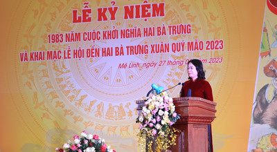 Quyền Chủ tịch nước Võ Thị Ánh Xuân dự Lễ kỷ niệm 1983 năm khởi nghĩa Hai Bà Trưng