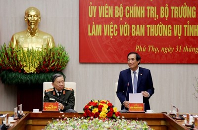 Bộ trưởng Bộ Công an Tô Lâm thăm và làm việc tại Phú Thọ