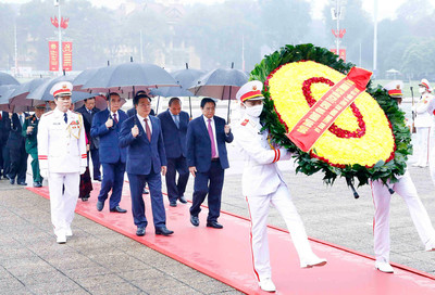 Lãnh đạo Đảng, Nhà nước vào Lăng viếng Chủ tịch Hồ Chí Minh nhân kỷ niệm 93 năm ngày thành lập Đảng