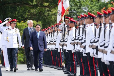 Lễ đón chính thức Thủ tướng Phạm Minh Chính thăm chính thức Cộng hòa Singapore