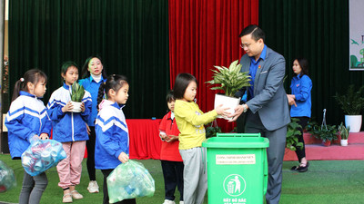 Học sinh Thái Nguyên đổi 600kg rác thải tái chế lấy cây xanh