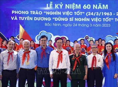 Chủ tịch nước Võ Văn Thưởng dự Lễ kỷ niệm 60 năm phong trào “Nghìn việc tốt”