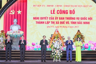Bắc Ninh công bố Nghị quyết của Ủy ban Thường vụ Quốc hội về thành lập thị xã Quế Võ
