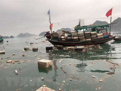 Khách du lịch bức xúc vì hàng tấn rác trôi nổi ở Vịnh Hạ Long