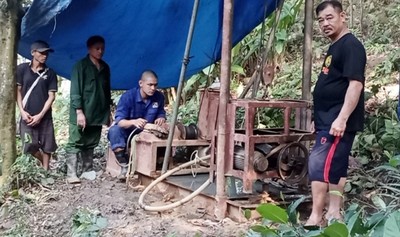 Lào Cai: Khoan giếng để cấp nước sinh hoạt cho các hộ dân tổ 2, phường Duyên Hải