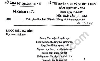 Đáp án, đề thi môn Văn vào lớp 10 tỉnh Quảng Bình 2023