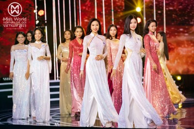 Dàn chiến binh Miss World Vietnam 2023 lộng lẫy trong Áo dài của NTK Ngô Nhật Huy