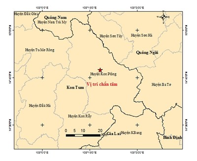 Động đất xảy ra tại khu vực huyện Kon Plông, tỉnh Kon Tum