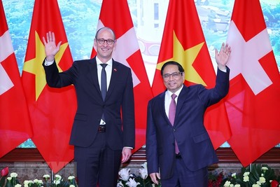 Hình ảnh Thủ tướng Phạm Minh Chính tiếp Chủ tịch Hạ viện Thụy Sĩ