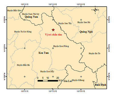 Kon Tum: 7 trận động đất xảy ra trong đêm tại huyện Kon Plông
