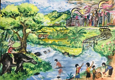 Vì môi trường tương lai 2023: Tranh dự thi của em Nguyễn Mạnh Hùng (Tuyên Quang)
