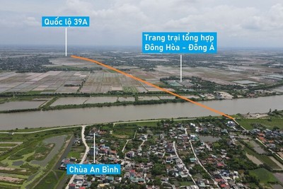 Toàn cảnh vị trí dự kiến xây cầu vượt sông Trà Lý nối huyện Kiến Xương - Đông Hưng