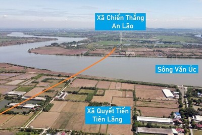 Toàn cảnh vị trí dự kiến xây cầu vượt sông Văn Úc nối huyện Tiên Lãng - An Lão, Hải Phòng