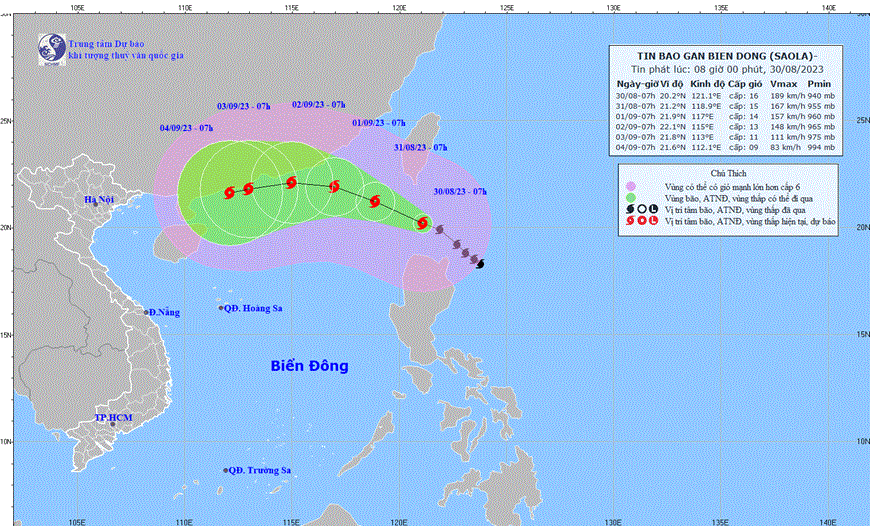 Khả năng xuất hiện thêm 1-2 cơn bão ở Biển Đông trong tháng 9