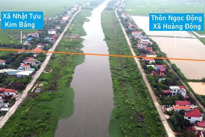 Toàn cảnh vị trí dự kiến xây cầu vượt sông Nhuệ nối Kim Bảng với Duy Tiên, Hà Nam