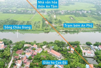 Toàn cảnh vị trí quy hoạch xây cầu vượt sông Châu Giang nối Bình Lục với Lý Nhân, Hà Nam