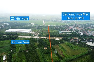 Toàn cảnh vị trí quy hoạch xây cầu vượt sông Châu Giang nối xã Yên Nam với Trác Văn,Duy Tiên, Hà Nam