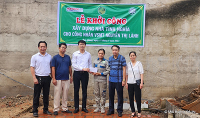 Bắc Giang: Khởi công xây dựng nhà tình nghĩa cho công nhân VSMT Nguyễn Thị Lành