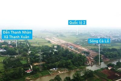 Hình ảnh đường vành đai 4 Hà Nội qua huyện Sóc Sơn đang xây dựng