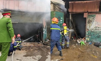 Hà Nội: Cháy lớn cửa hàng phế liệu ở Trung Văn, cột khói bốc cao