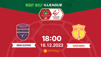 Trực tiếp Bình Dương vs TX Nam Định 18h00 hôm nay 16/12 trên FPT Play, HTV Thể thao