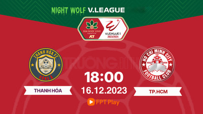 VTV5 Trực tiếp Thanh Hóa vs TP.HCM, V-League 2023/24, 18h00 hôm nay 16/12
