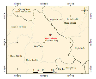 Kon Tum: Xảy ra trận động đất có độ lớn 4.0 tại huyện Kon Plông