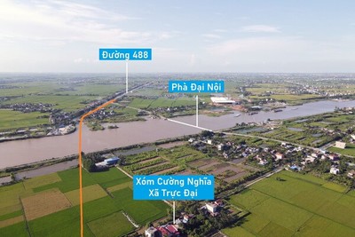 Vị trí dự kiến quy hoạch cầu Đại Nội vượt sông Ninh Cơ gần phà Đại Nội, Trực Ninh, Nam Định