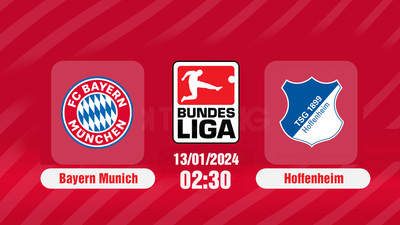 Link xem Trực tiếp Bayern Munich vs Hoffenheim 02h30 ngày 13/1, Bundesliga