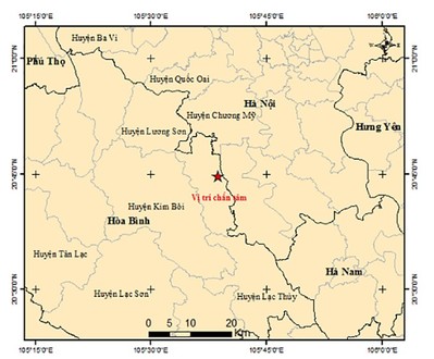 Hòa Bình: Xảy ra động đất 2.8 độ richter ở huyện Lương Sơn
