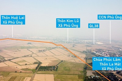 Toàn cảnh vị trí dự kiến quy hoạch Khu công nghiệp Bãi Sậy rộng 300 ha ở huyện Ân Thi, Hưng Yên