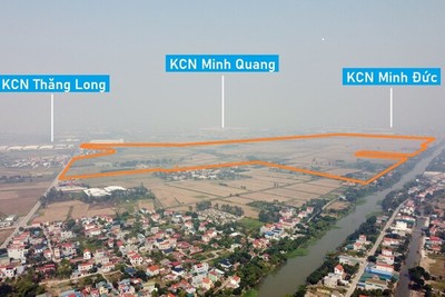 Toàn cảnh vị trí dự kiến quy hoạch KCN Hưng Long - Ngọc Lâm - Xuân Dục ở Mỹ Hào, Hưng Yên