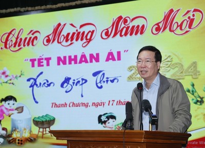 Chủ tịch nước Võ Văn Thưởng dự chương trình “Tết nhân ái” tại Nghệ An