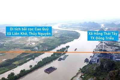 Toàn cảnh vị trí dự kiến quy hoạch cầu vượt sông Đá Bạc nối Đông Triều, Quảng Ninh với Thủy Nguyên