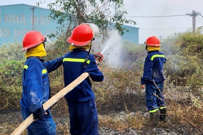 Đồng Nai: Bãi cỏ khô tại Khu công nghiệp Ông Kèo bất ngờ bùng cháy