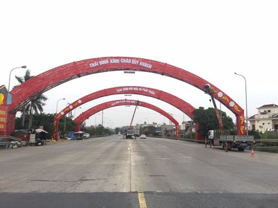Vũ Thư- Thái Bình: Trang hoàng đường phố đón Xuân Giáp Thìn 2024
