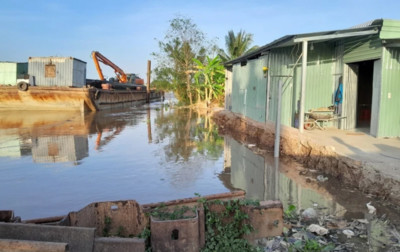 Sóc Trăng: Sạt tở bờ sông nguy hiểm bên trên thị trấn Long Phú