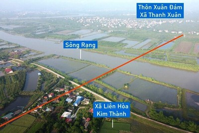 Toàn cảnh vị trí dự kiến quy hoạch cầu vượt sộng Rạng nối Thanh Hà - Kim Thành, Hải Dương