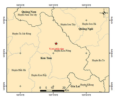 Kon Tum: Xảy ra trận động đất 4 độ richter tại huyện Kon Plông