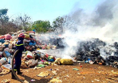 Cháy lớn tại Nhà máy xử lý rác thải Chư Sê, Gia Lai