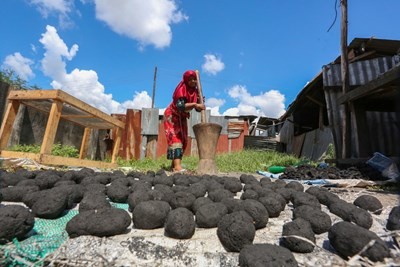 Phụ nữ Tanzania tái chế rác thải thực vật thành than