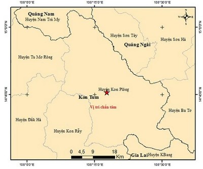 Kon Tum: Một trận động đất có độ lớn 3,7 xảy ra tại Kon Plông