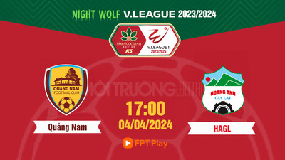 Trực tiếp Quảng Nam vs HAGL, 17h00 hôm nay 4/4 trên FPT Play