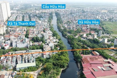 Toàn cảnh vị trí quy hoạch cầu vượt sông Nhuệ trục nối đường 70 với Vành đai 3,5 ở huyện Thanh Trì