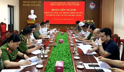 Đoàn công tác liên ngành của TW khảo sát công tác phòng chống ma túy tại huyện Tân Yên, Bắc Giang