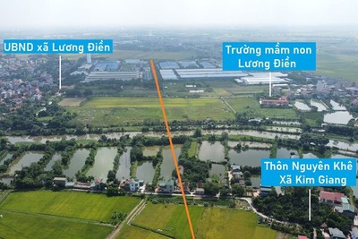 Vị trí dự kiến quy hoạch cầu vượt sông Ghẽ nối xã Lương Điền - Kim Giang, Cẩm Giàng, Hải Dương