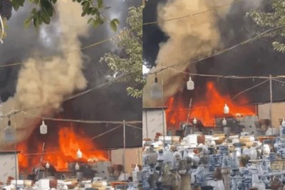 Hà Nội: Cháy lán tạm bán nước ven ngã tư gần Viện Y học Cổ truyền Quân đội